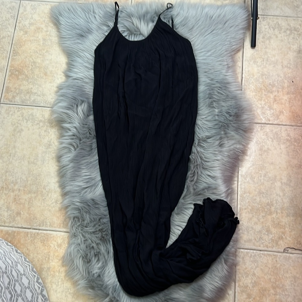 EUC & Other Stories Maxi Black Lightweight Crinkle Dress sz 10